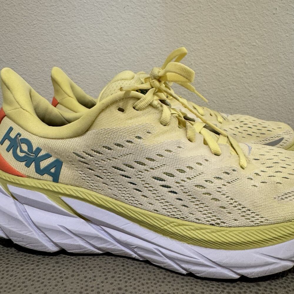 Hoka One One Clifton 8 Shoes Womens 9 B Yellow Pear Running Sneakers - Picture 5 of 16